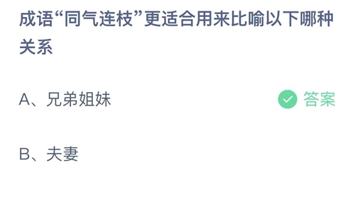 支付宝蚂蚁庄园2月21日答案2023-成语同气连枝更适合用来比喻以下哪种关系？2月21日答案