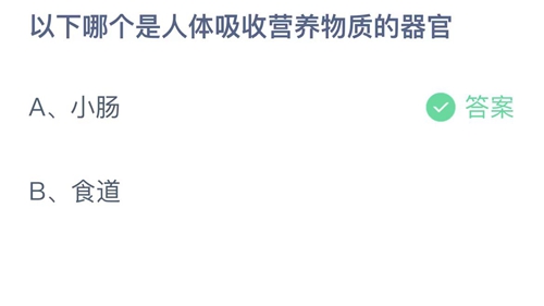 2023支付宝蚂蚁庄园5月31日答案更新-以下哪个是人体吸收营养物质的器官？5月31日答案