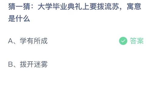 2023支付宝蚂蚁庄园6月19日答案更新-猜一猜大学毕业典礼上要拨流苏，寓意是什么？6月19日答案