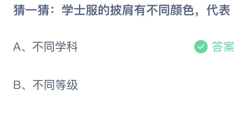 支付宝蚂蚁庄园6月27日答案2023-猜一猜学士服的披肩有不同颜色，代表？6月27日答案