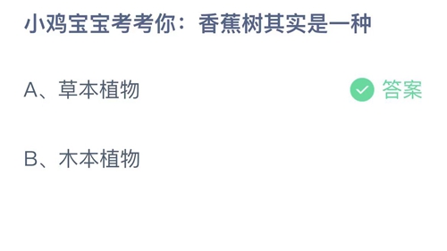 支付宝蚂蚁庄园6月30日答案2023-小鸡宝宝考考你香蕉树其实是一种？6月30日答案