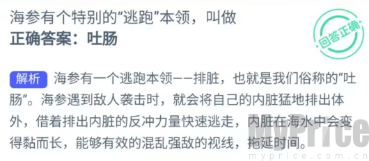 海参有个特别的逃跑本领叫做 支付宝神奇海洋5月24日答案2023